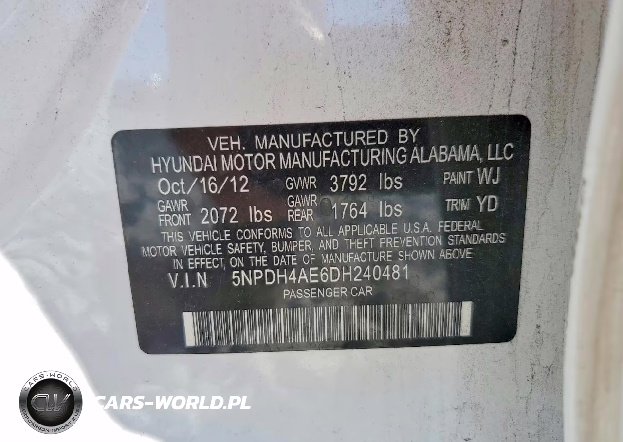 2013 Hyundai Elantra Gls VIN:5NPDH4AE6DH240481 - 12