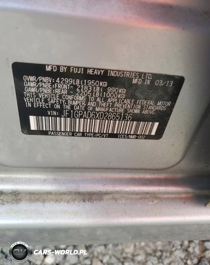2013 Subaru Impreza VIN:JF1GPAD6XD2865136 - 12