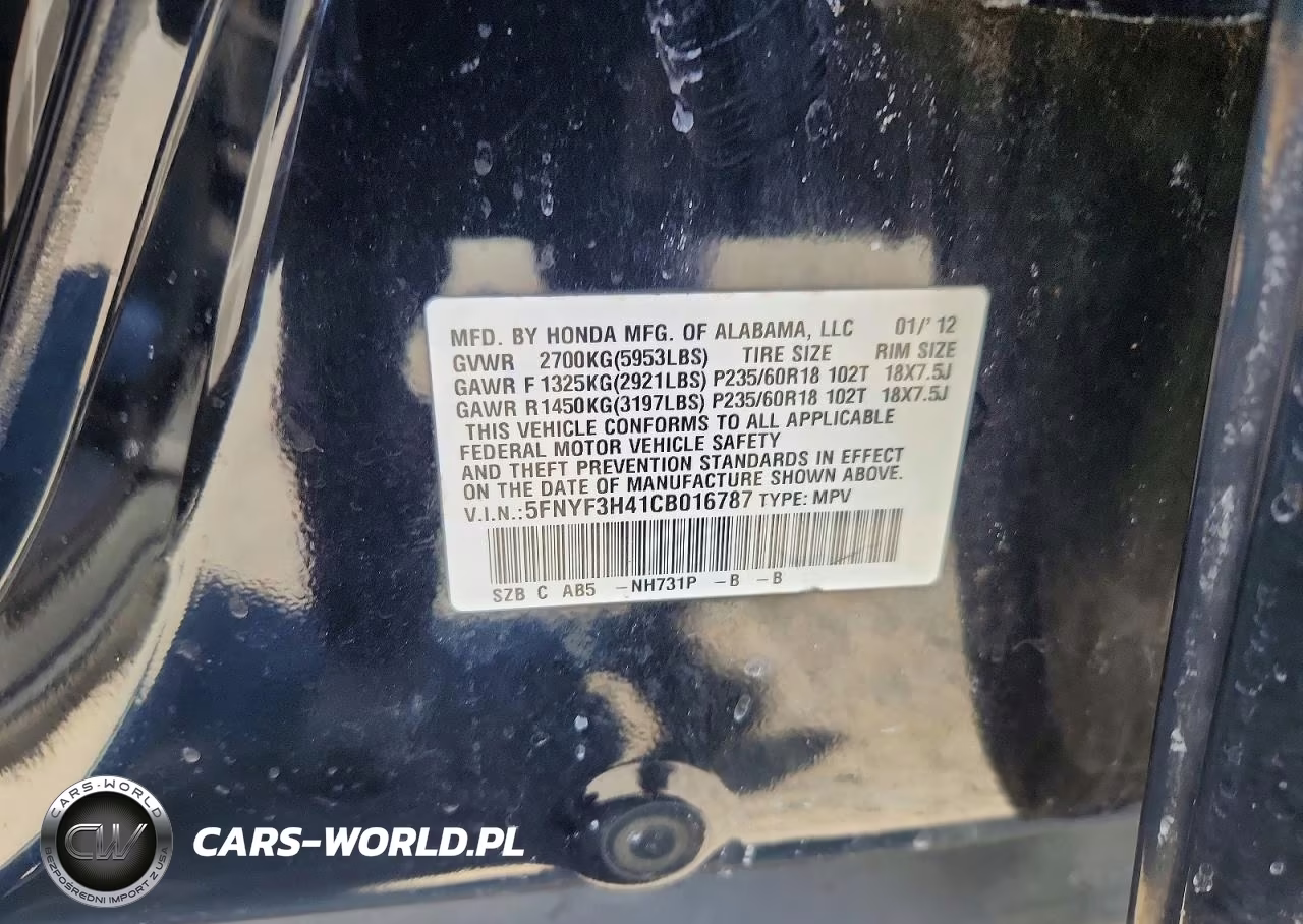 2012 Honda Pilot Ex VIN:5FNYF3H41CB016787 - 13