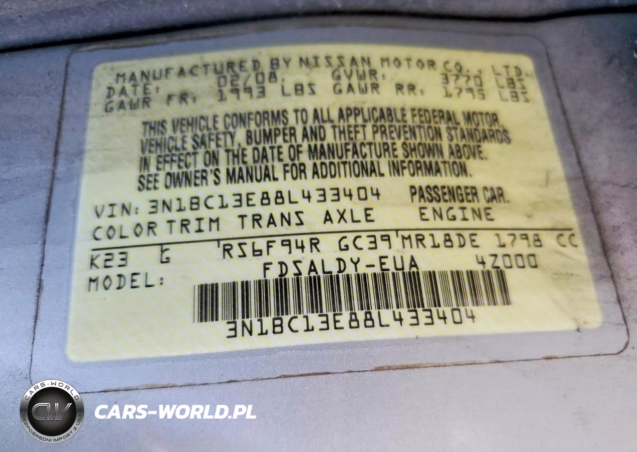 2008 Nissan Versa 1.8 S VIN:3N1BC13E88L433404 - 13