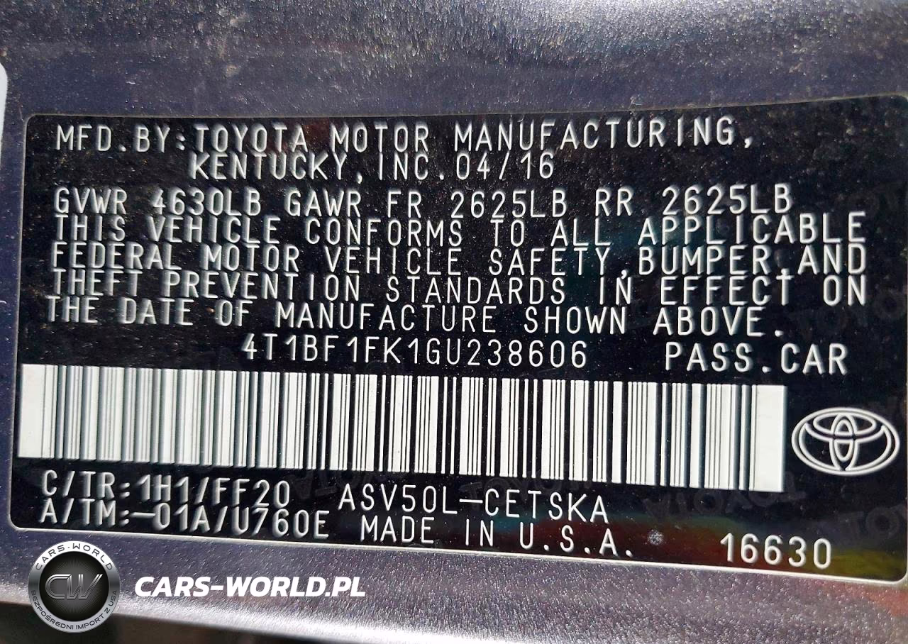 2016 Toyota Camry Se VIN:4T1BF1FK1GU238606 - 13