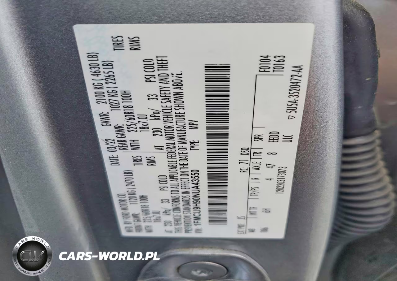2022 Ford Escape Sel VIN:1FMCU9H90NUA43550 - 13