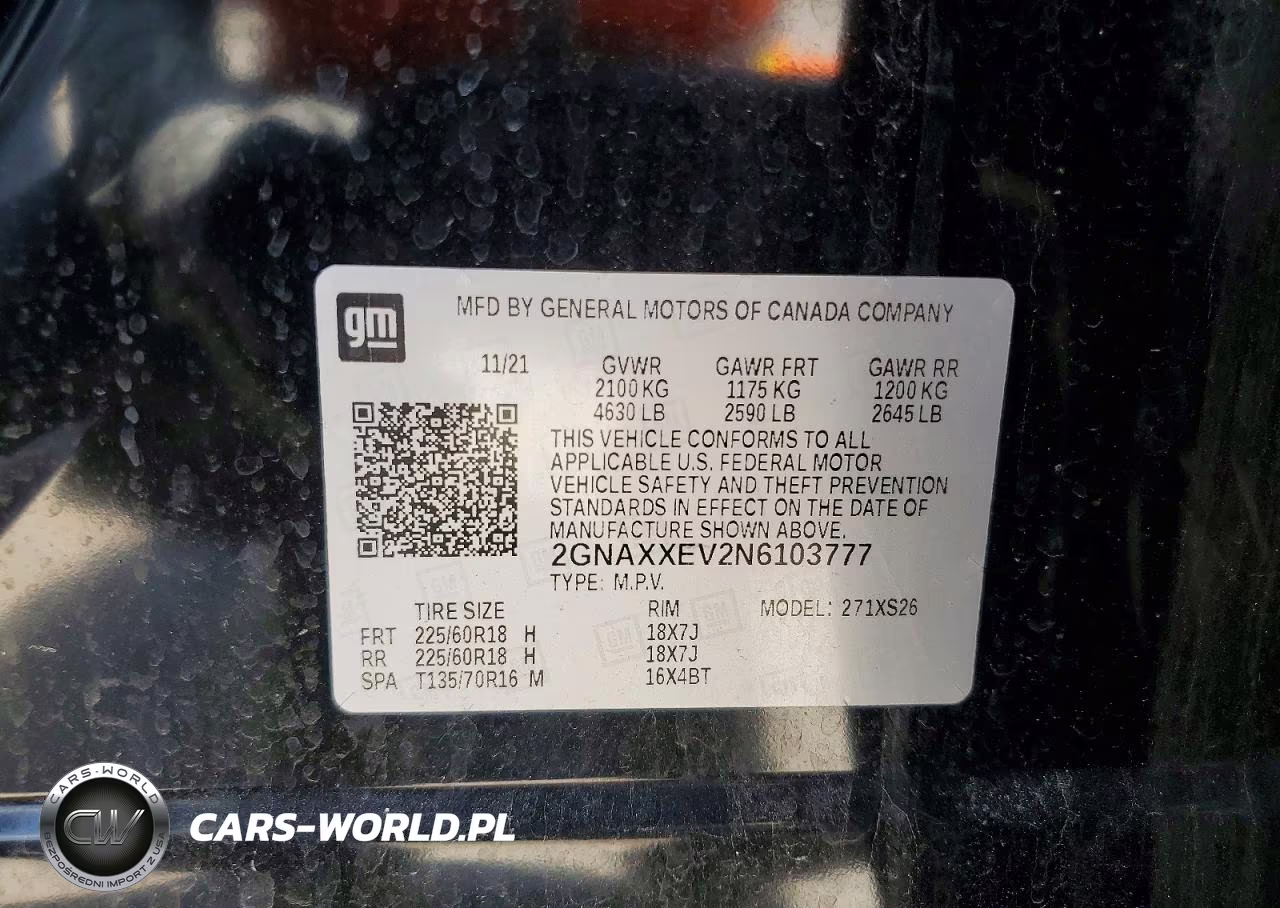 2022 Chevrolet Equinox Premier VIN:2GNAXXEV2N6103777 - 13