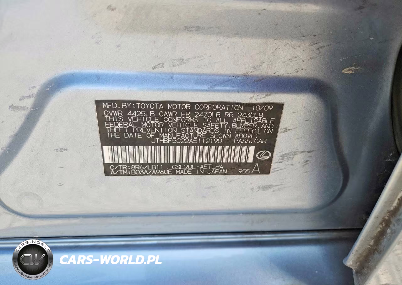 2010 Lexus Is 250 Base VIN:JTHBF5C22A5112190 - 12