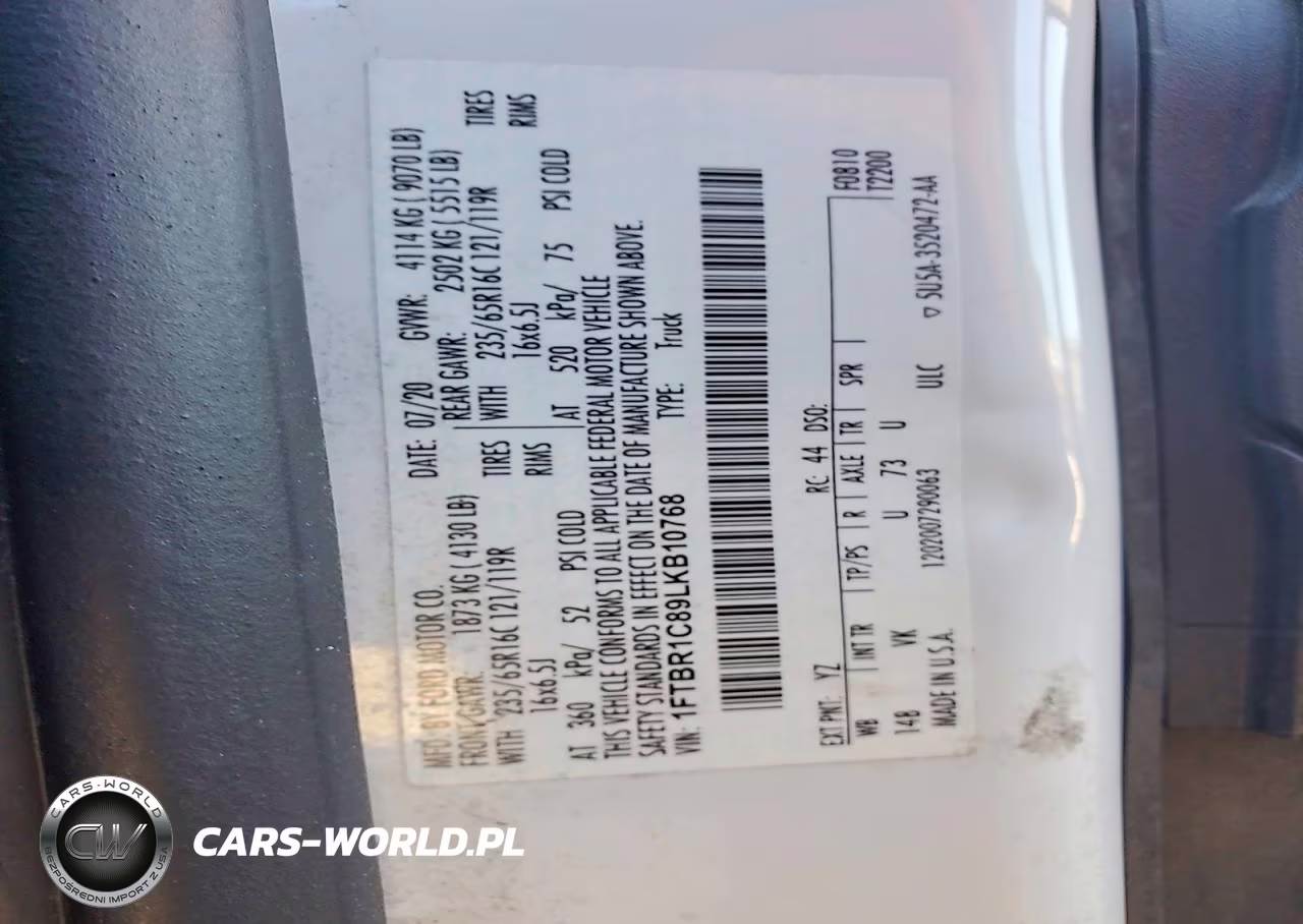 2020 Ford Transit T-250 VIN:1FTBR1C89LKB10768 - 13
