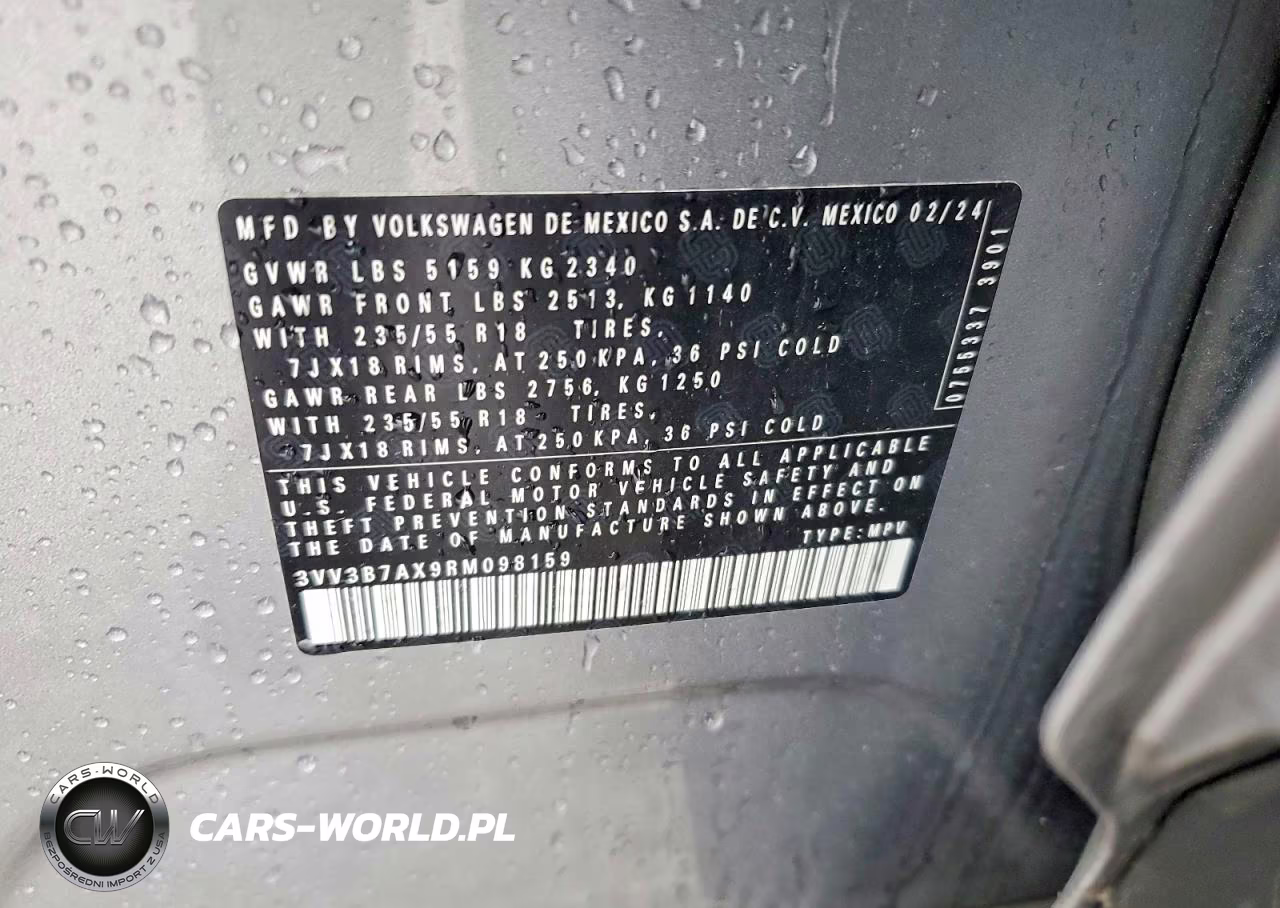2024 Volkswagen Tiguan Se VIN:3VV3B7AX9RM098159 - 13