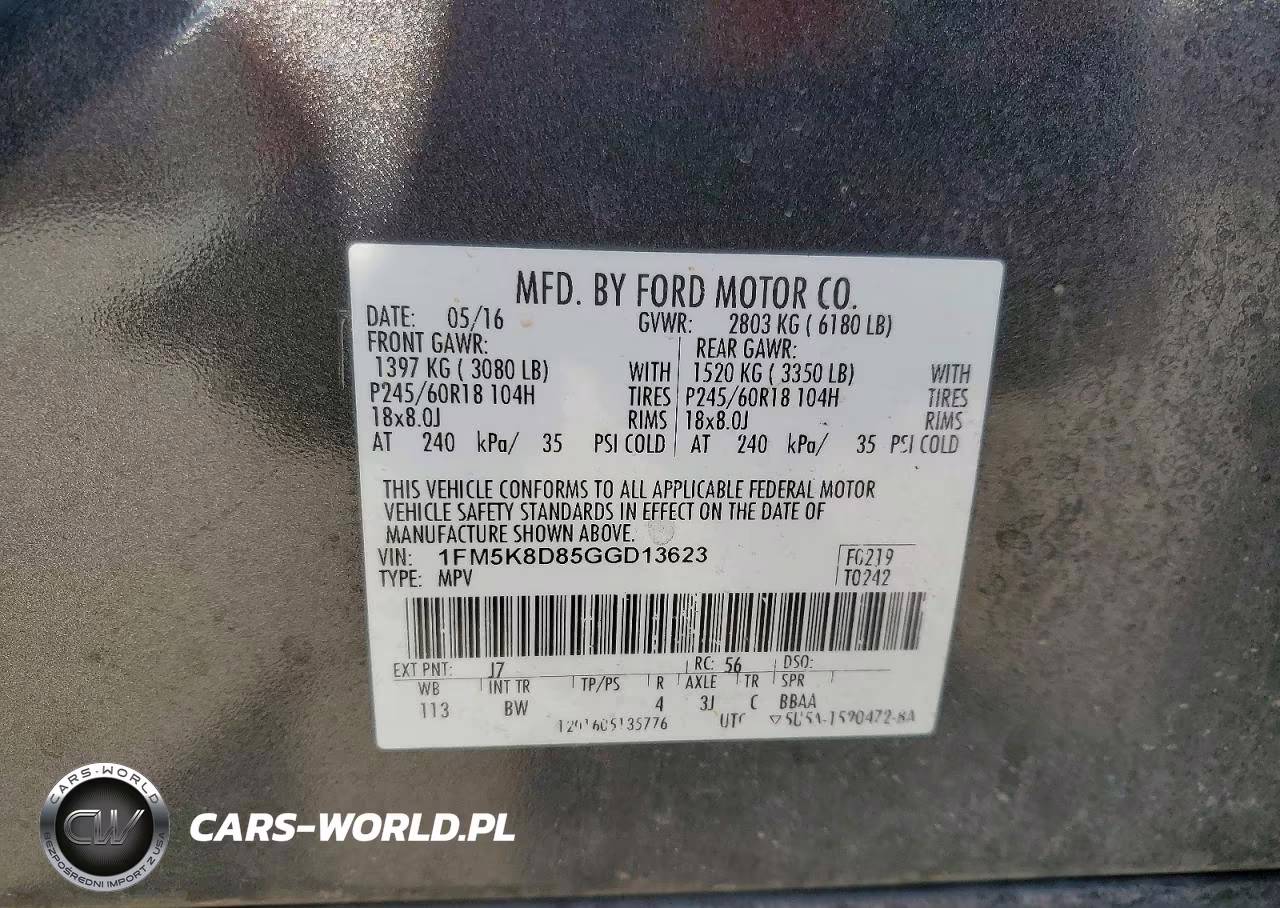 2016 Ford Explorer Xlt VIN:1FM5K8D85GGD13623 - 13