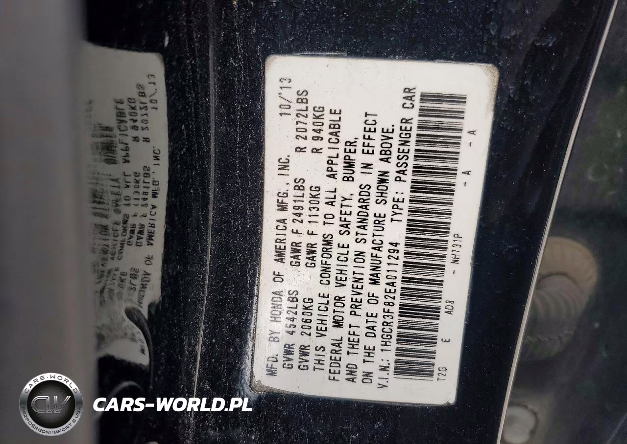 2014 Honda Accord Exl VIN:1HGCR3F82EA011294 - 13
