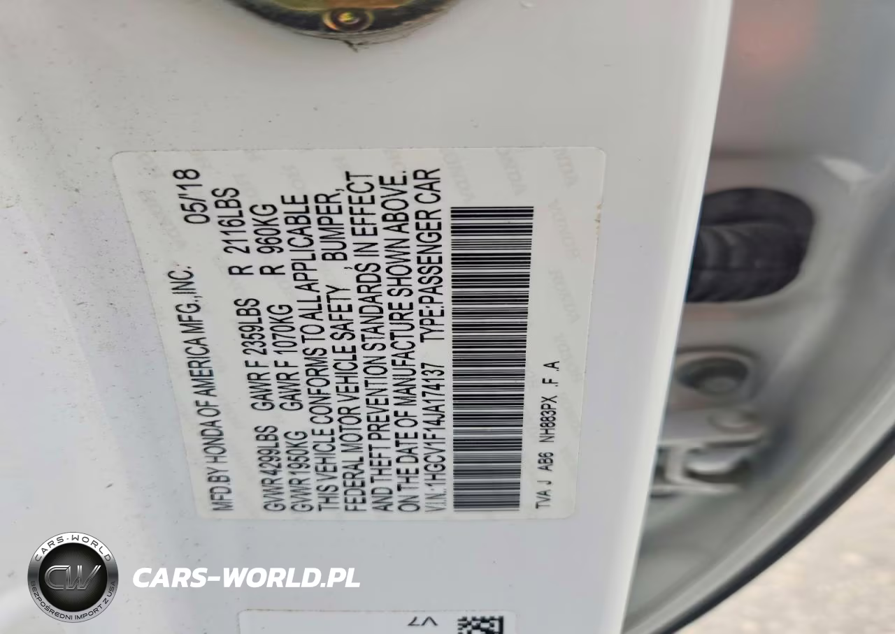 2018 Honda Accord Lx VIN:1HGCV1F14JA174137 - 12