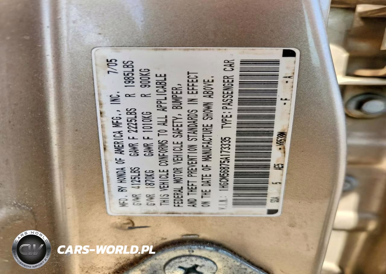 2005 Honda Accord Ex VIN:1HGCM56875A173335 - 13