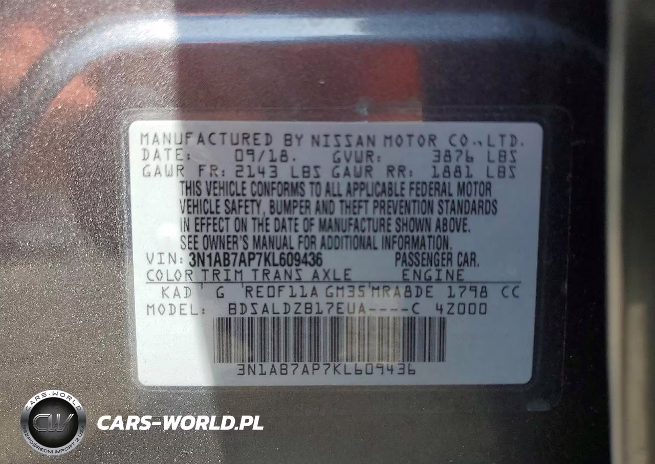 2019 Nissan Sentra Sv VIN:3N1AB7AP7KL609436 - 12