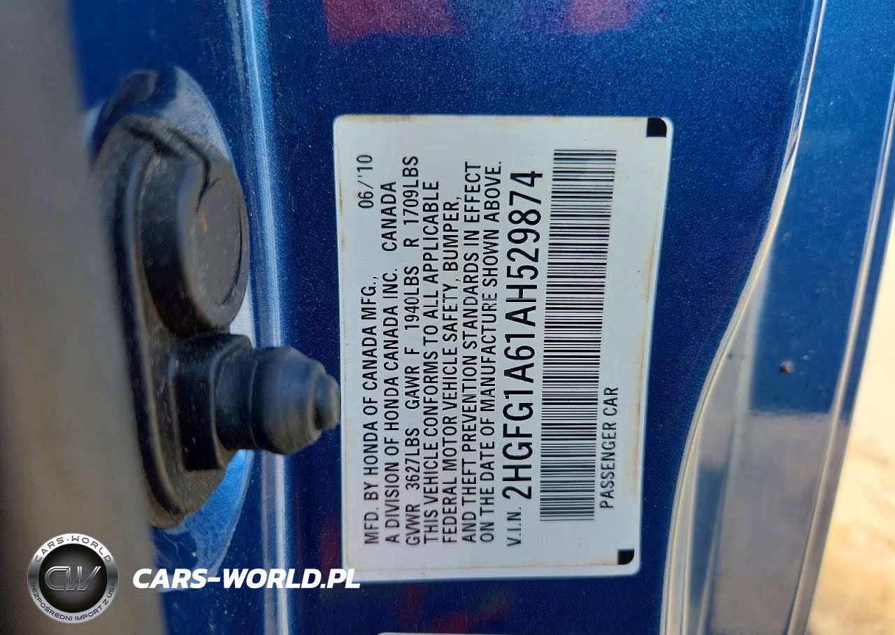 2010 Honda Civic Lx VIN:2HGFG1A61AH529874 - 12