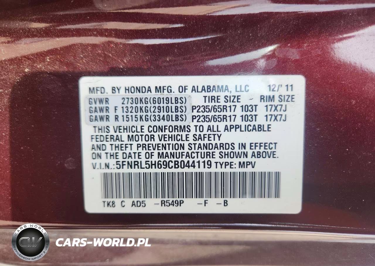 2012 Honda Odyssey Exl VIN:5FNRL5H69CB044119 - 14