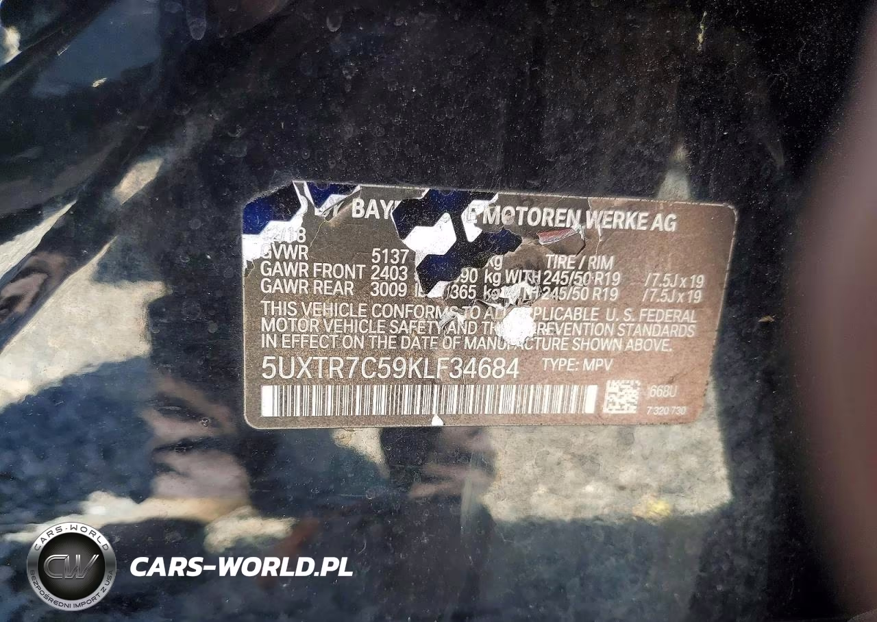 2019 BMW X3 Sdrive30I VIN:5UXTR7C59KLF34684 - 13