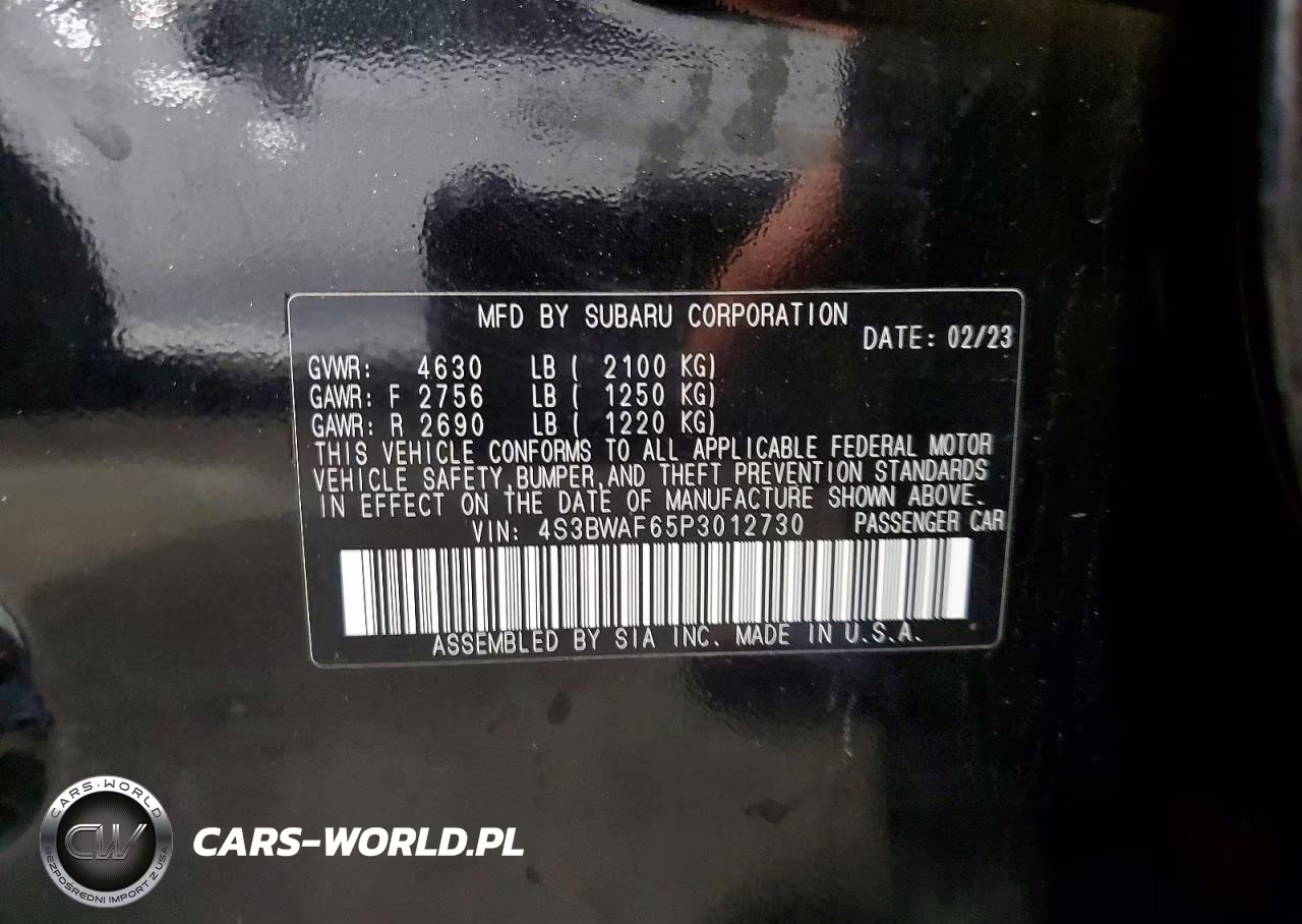 2023 Subaru Legacy Premium VIN:4S3BWAF65P3012730 - 12