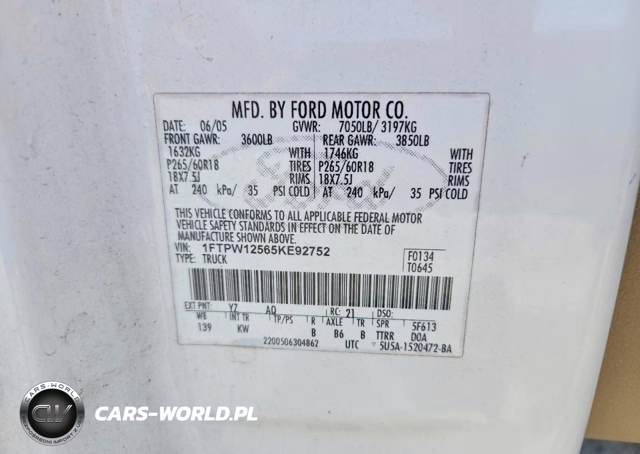 2005 Ford F150 Supercrew VIN:1FTPW12565KE92752 - 12
