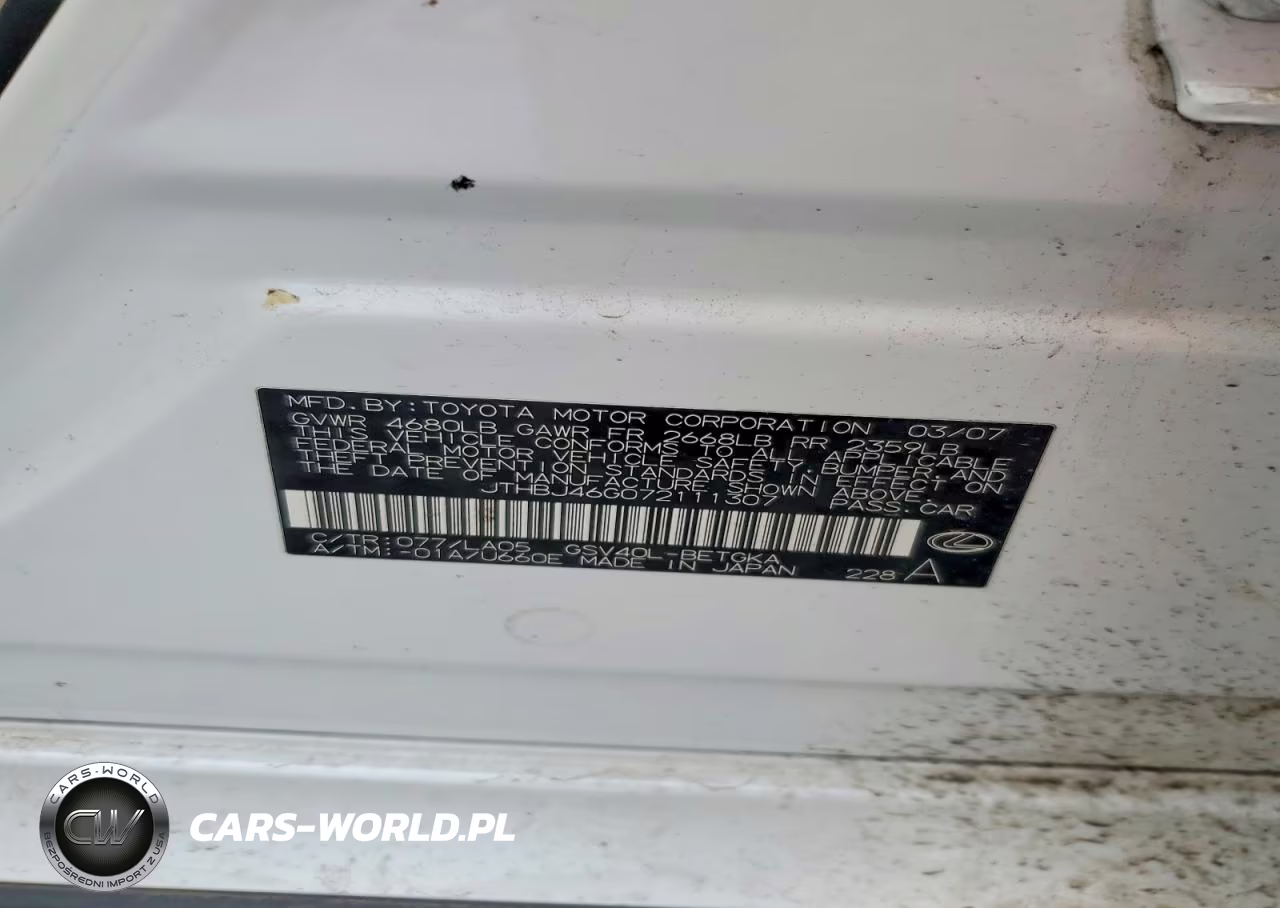 2007 Lexus Es 350 VIN:JTHBJ46G072111307 - 13