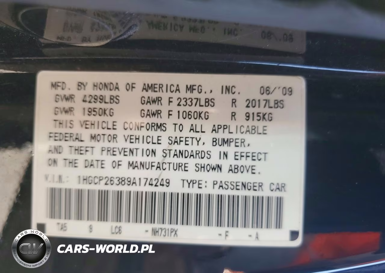 2009 Honda Accord Lx VIN:1HGCP26389A174249 - 12