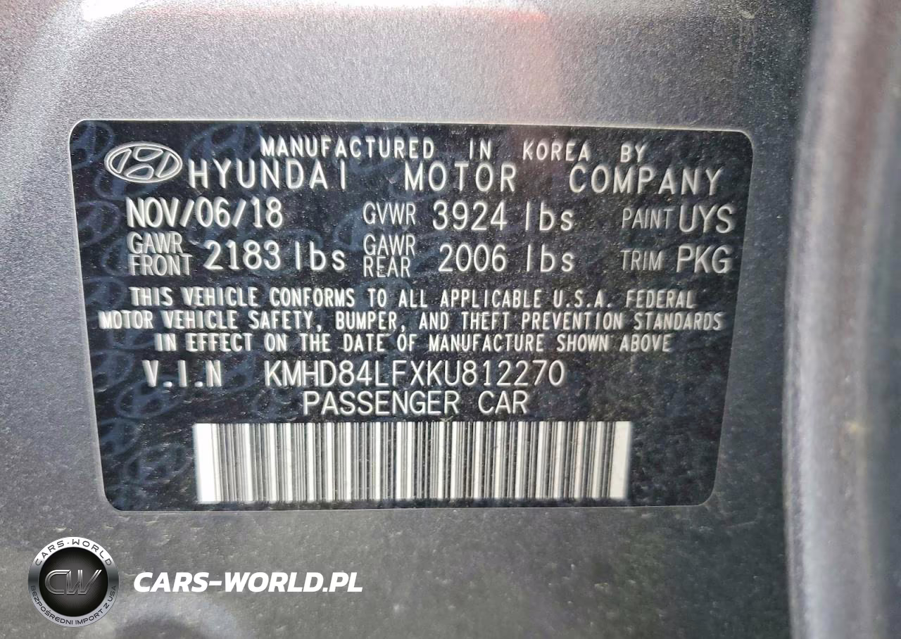2019 Hyundai Elantra Value Edition VIN:KMHD84LFXKU812270 - 12