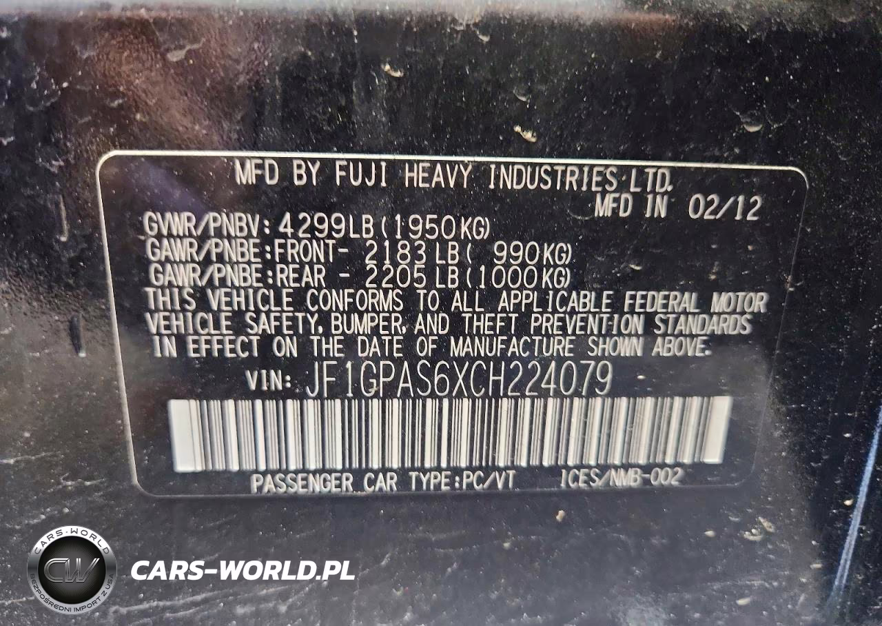 2012 Subaru Impreza Sport Limited VIN:JF1GPAS6XCH224079 - 13