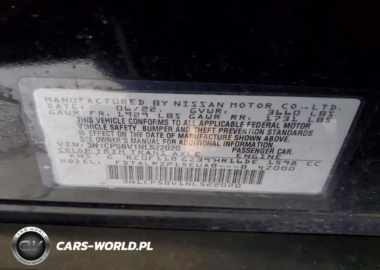 2022 Nissan Kicks S VIN:3N1CP5BV1NL522020 - 13