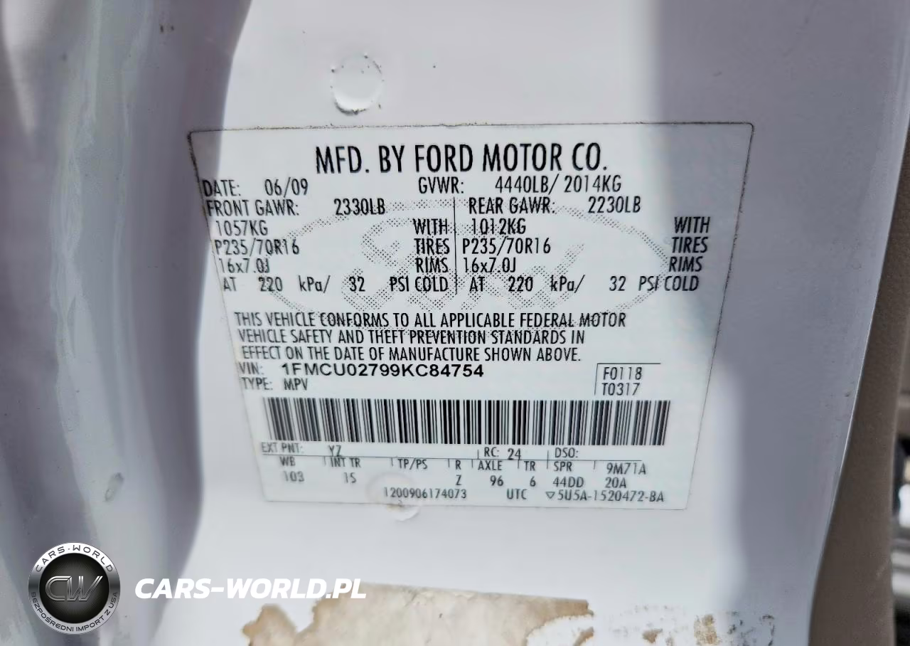 2009 Ford Escape Xls VIN:1FMCU02799KC84754 - 13