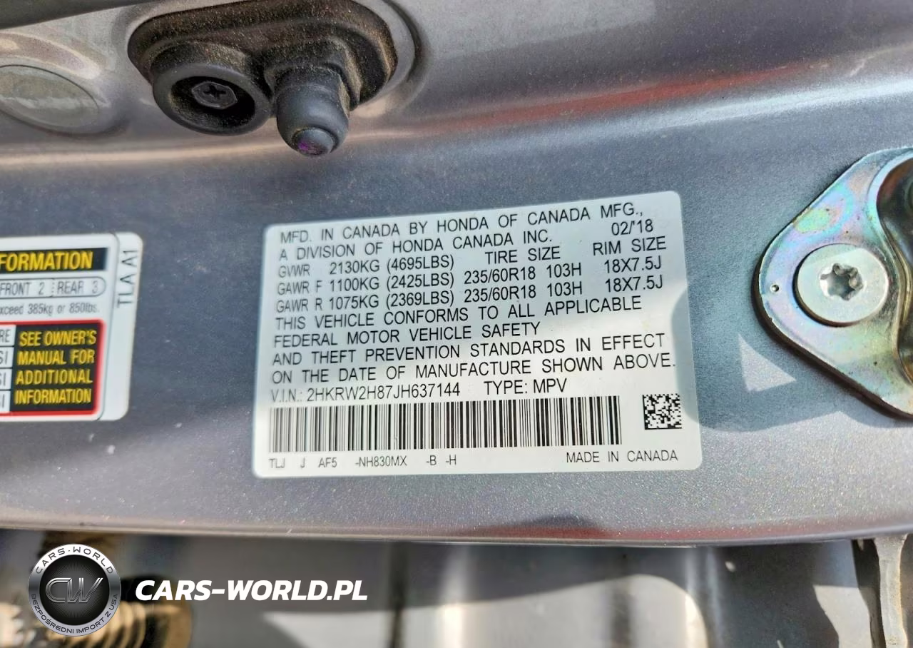 2018 Honda Cr-V Exl VIN:2HKRW2H87JH637144 - 13