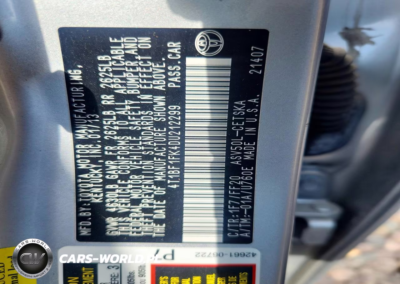 2013 Toyota Camry Se VIN:4T1BF1FK4DU212299 - 12