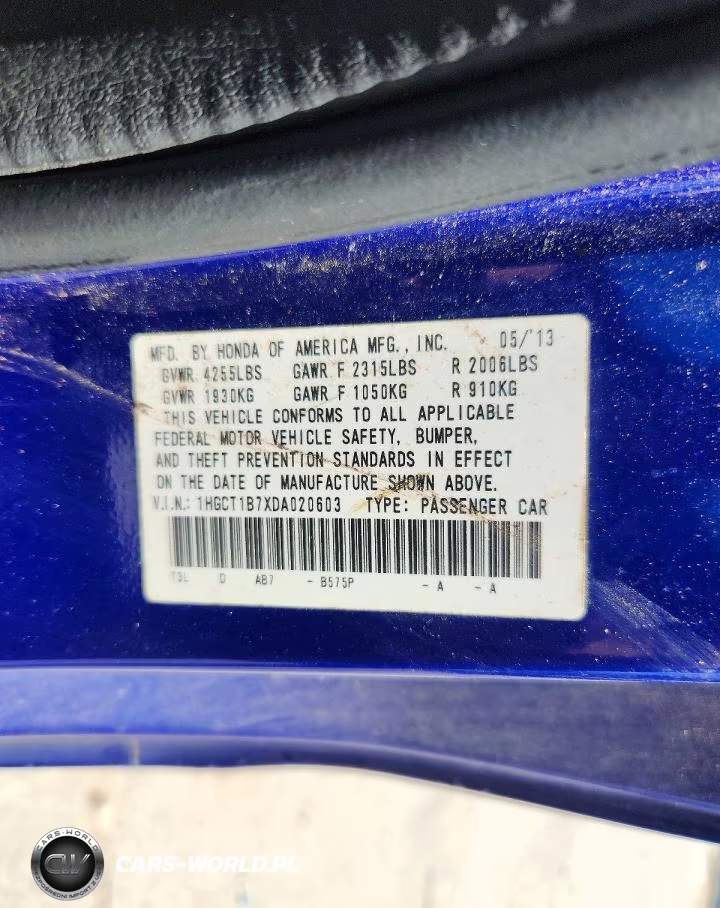 2013 Honda Accord VIN:1HGCT1B7XDA020603 - 13