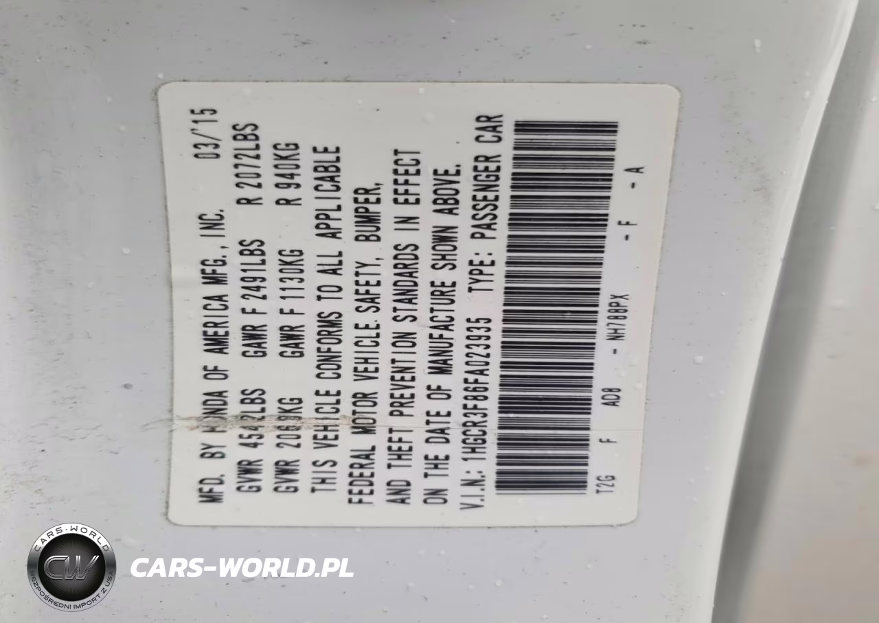 2015 Honda Accord Exl VIN:1HGCR3F86FA023935 - 13