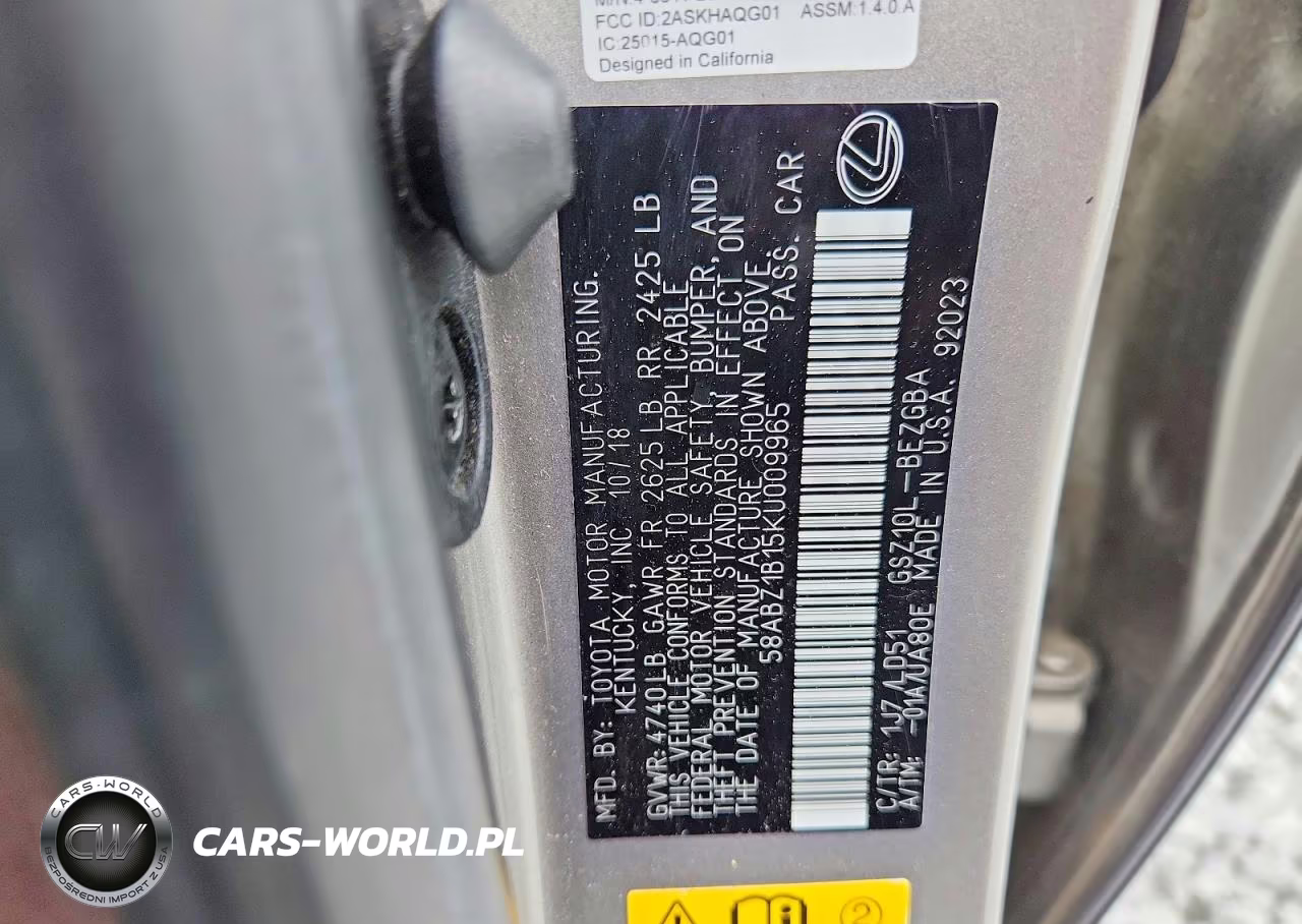 2019 Lexus Es 350 VIN:58ABZ1B15KU009965 - 12