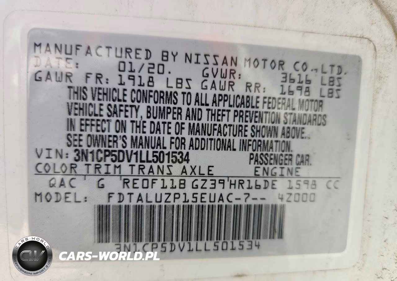 2020 Nissan Kicks Sr VIN:3N1CP5DV1LL501534 - 14