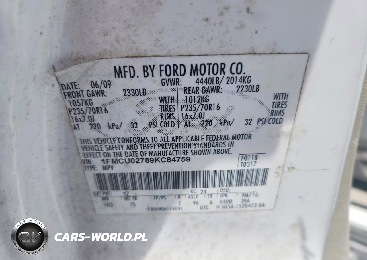 2009 Ford Escape Xls VIN:1FMCU02789KC84759 - 13