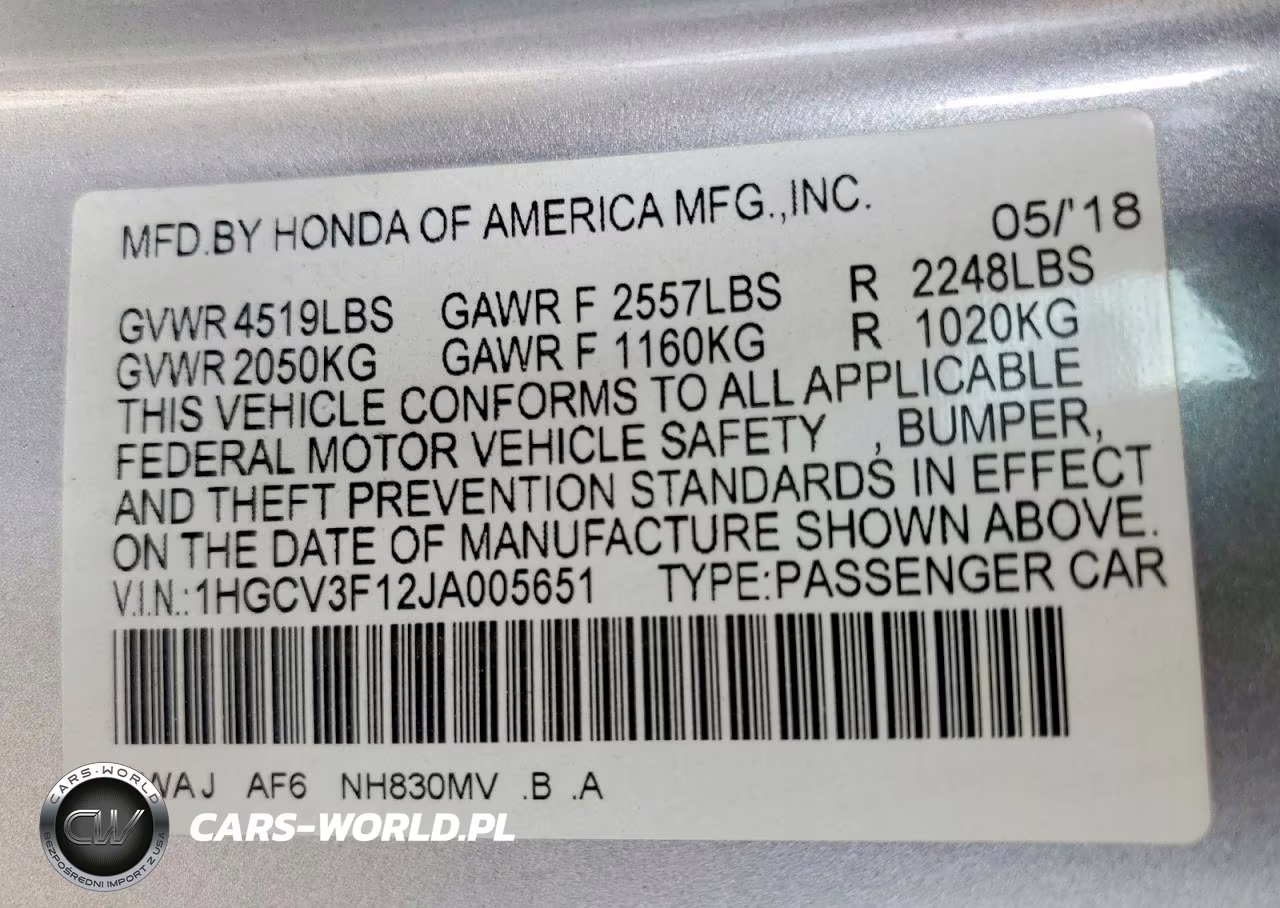 2018 Honda Accord Hybrid VIN:1HGCV3F12JA005651 - 12