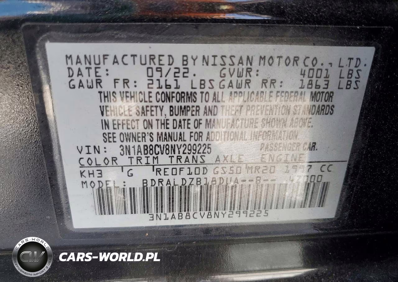 2022 Nissan Sentra Sv VIN:3N1AB8CV8NY299225 - 13
