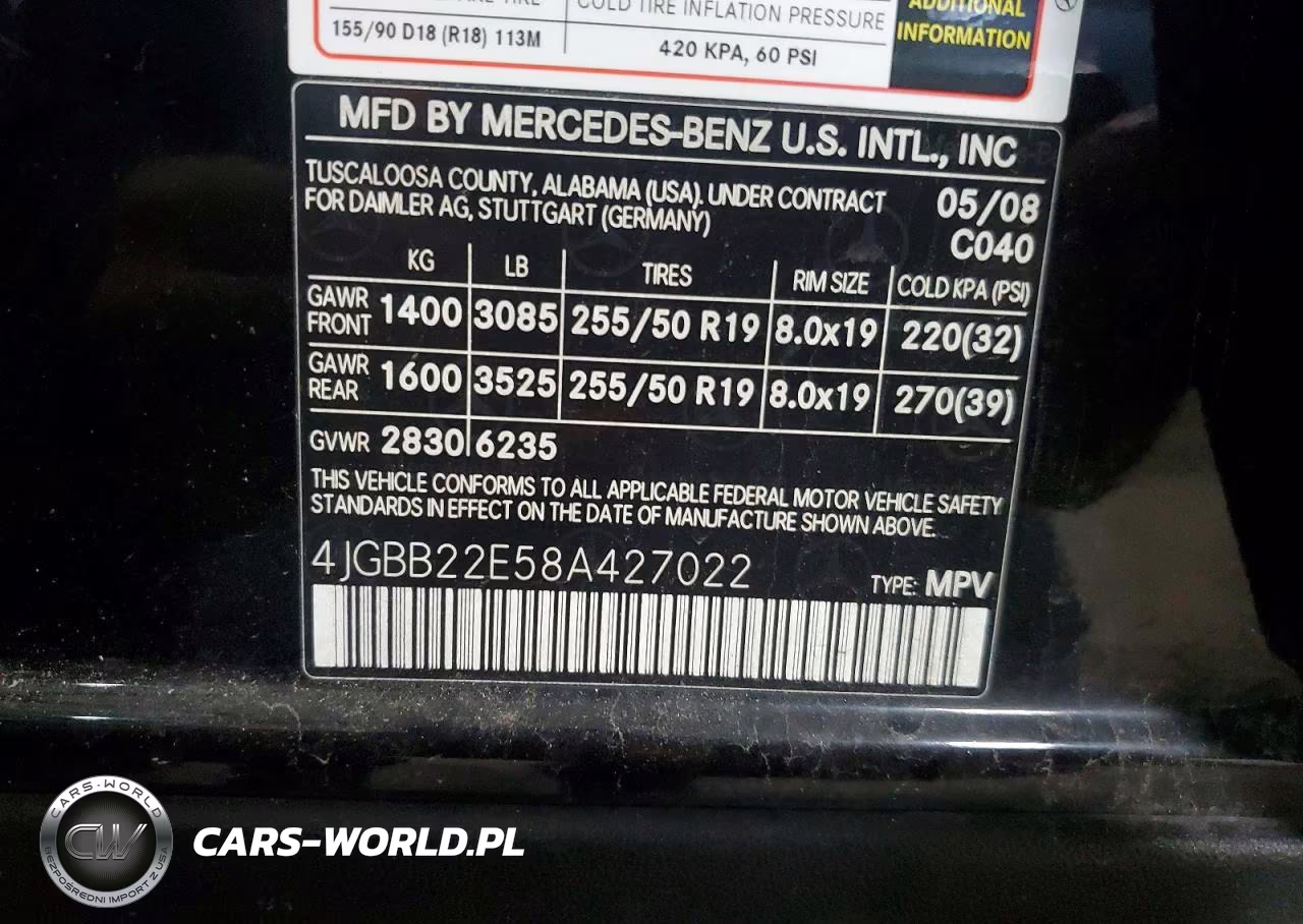 2008 Mercedes-Benz Ml 320 Cdi VIN:4JGBB22E58A427022 - 12