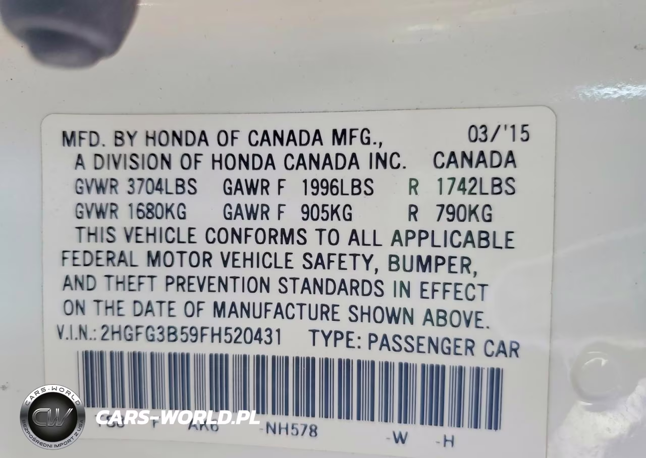 2015 Honda Civic Lx VIN:2HGFG3B59FH520431 - 12