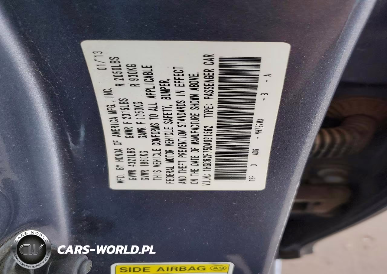 2013 Honda Accord Ex VIN:1HGCR2F75DA091562 - 12