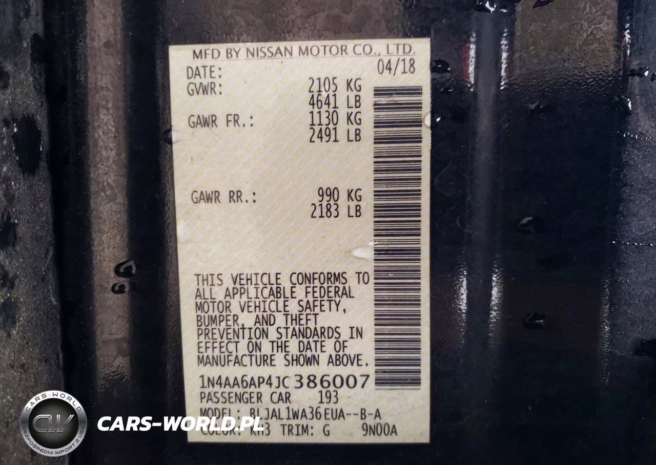 2018 Nissan Maxima 3.5 Sr VIN:1N4AA6AP4JC386007 - 12