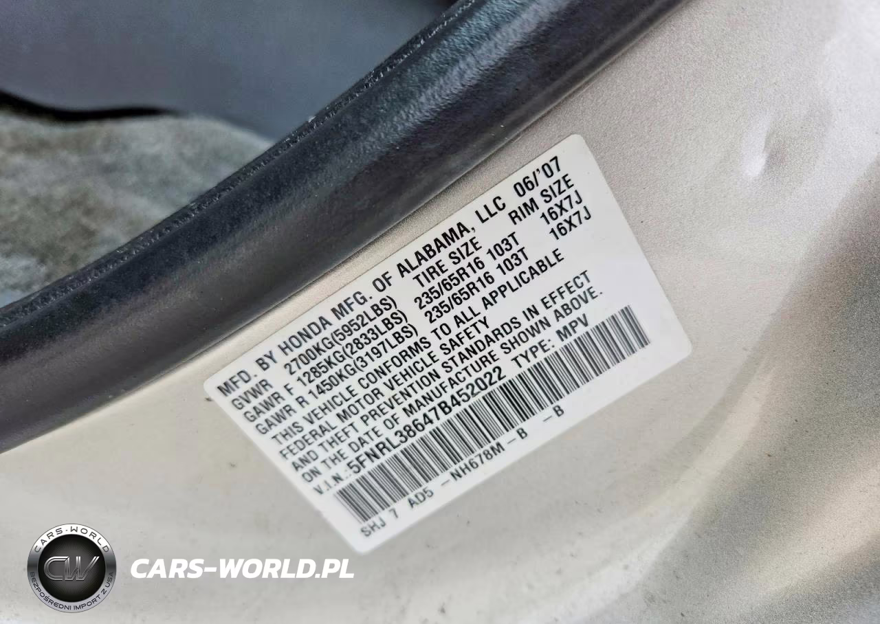 2007 Honda Odyssey Exl VIN:5FNRL38647B452022 - 13
