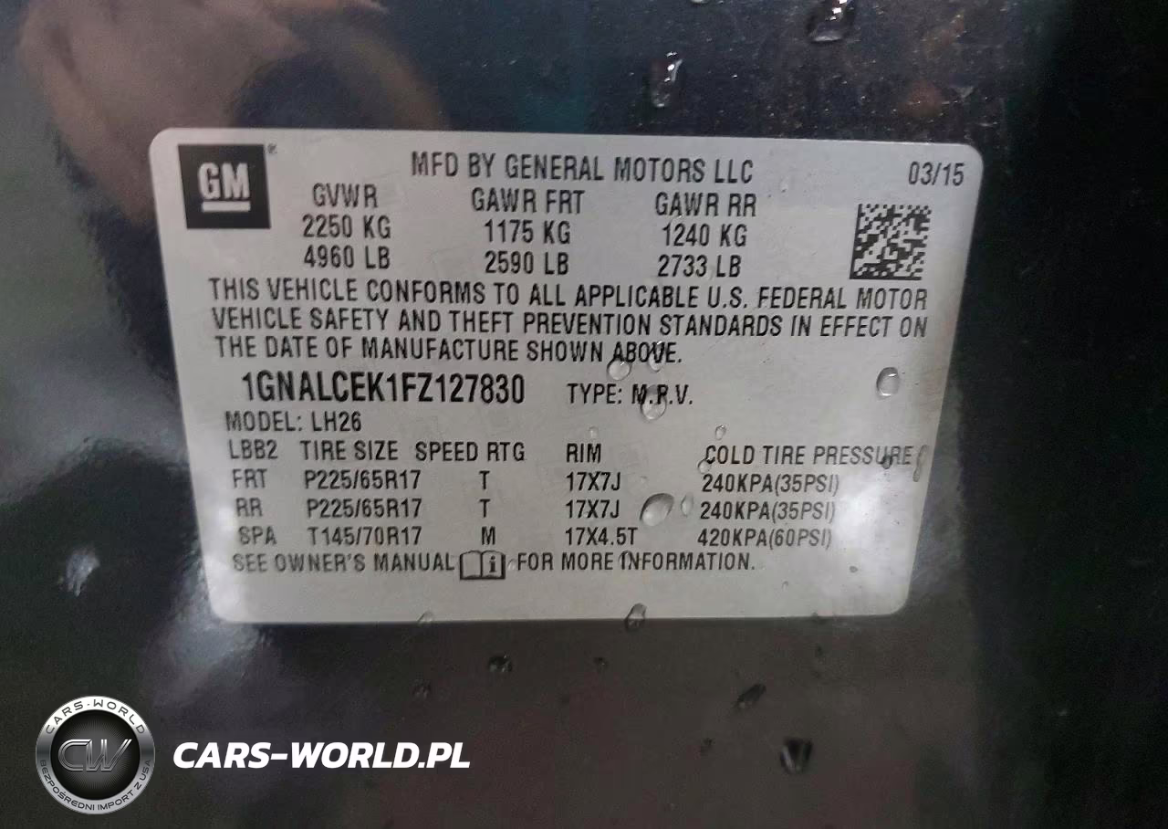 2015 Chevrolet Equinox Lt VIN:1GNALCEK1FZ127830 - 13