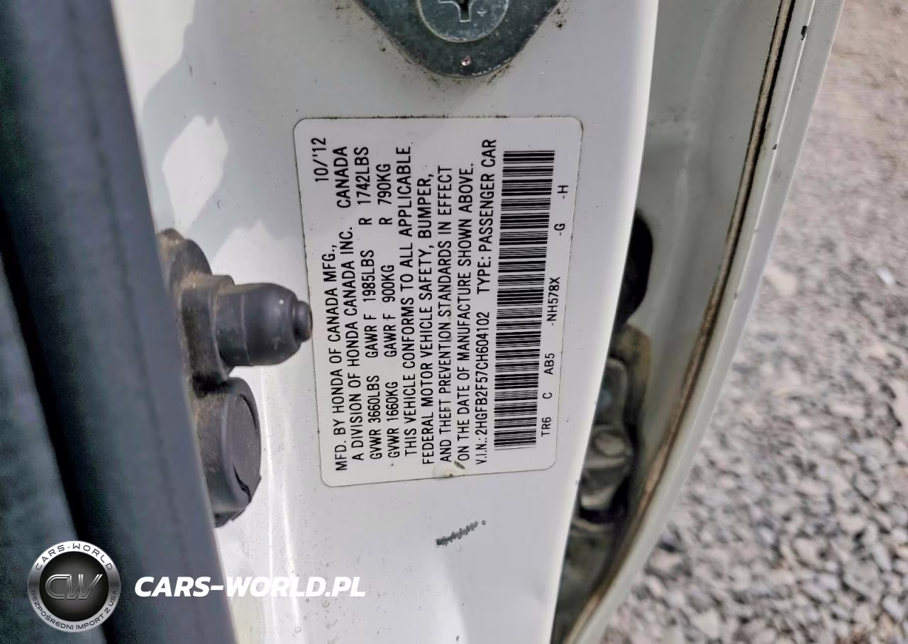 2012 Honda Civic Lx VIN:2HGFB2F57CH604102 - 12