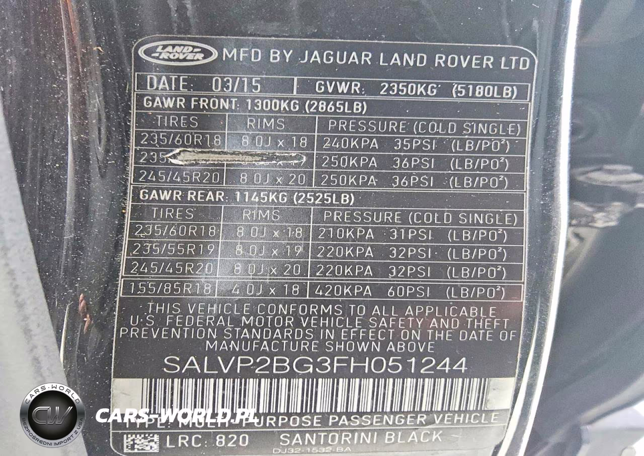 2015 Land Rover Range Rover Evoque Pure Plus VIN:SALVP2BG3FH051244 - 13