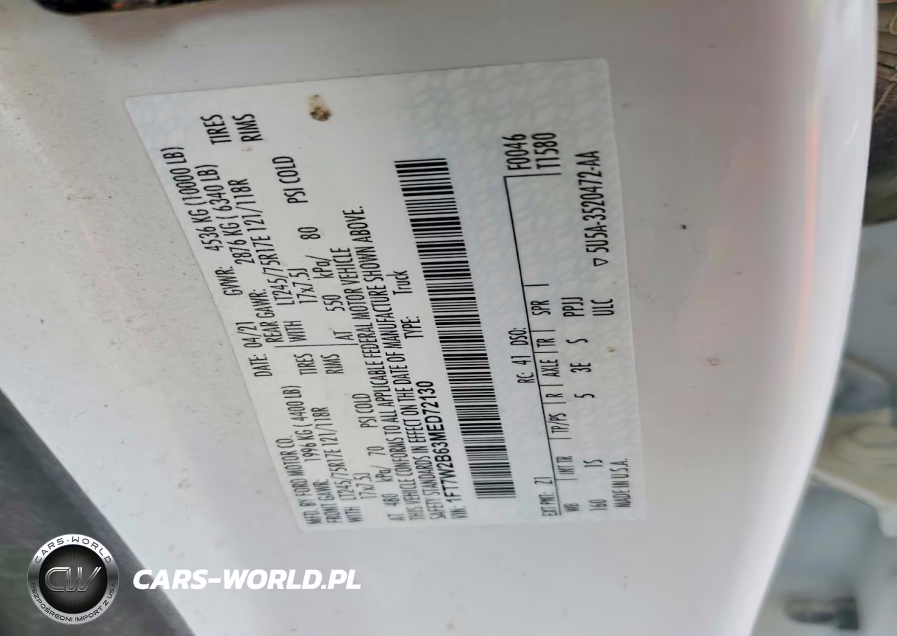 2021 Ford F250 Super Duty VIN:1FT7W2B63MED72130 - 12