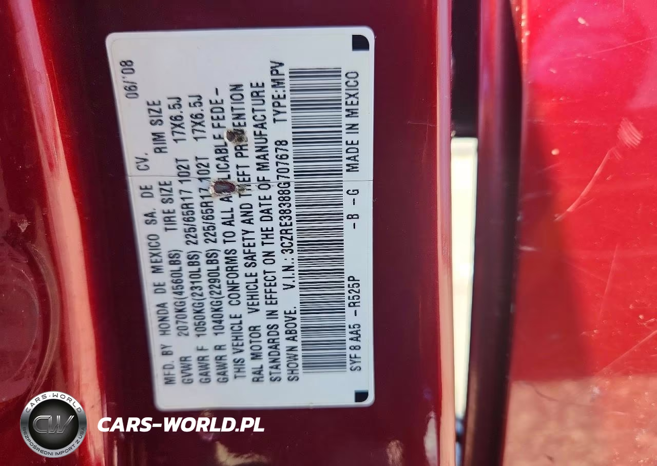2008 Honda Cr-V Lx VIN:3CZRE38388G707678 - 13