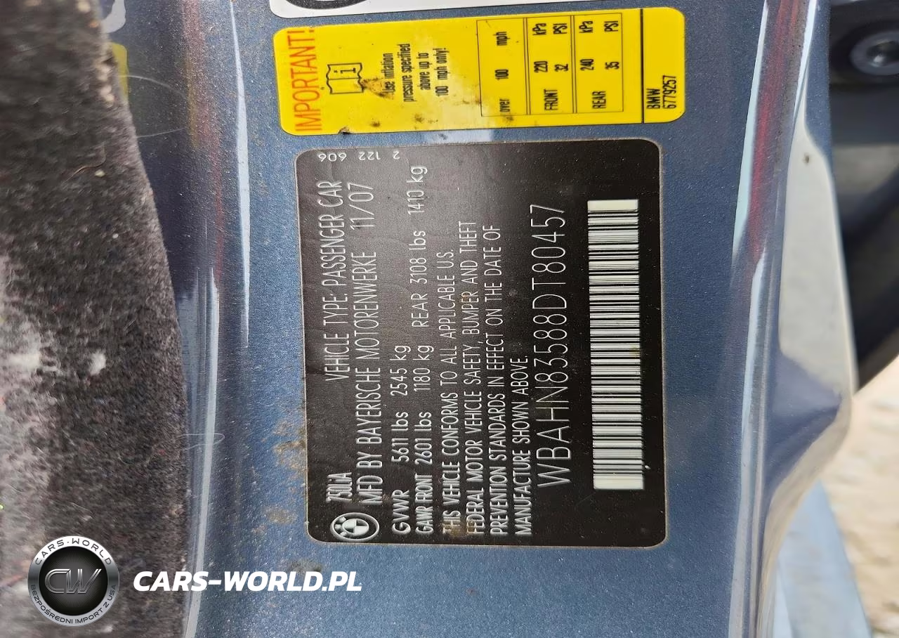 2008 BMW 750 Li VIN:WBAHN83588DT80457 - 12