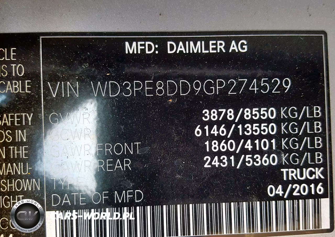 2016 Mercedes-Benz Sprinter 2500 VIN:WD3PE8DD9GP274529 - 10