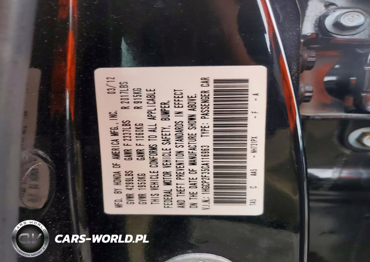 2012 Honda Accord Lx VIN:1HGCP2F35CA116963 - 12