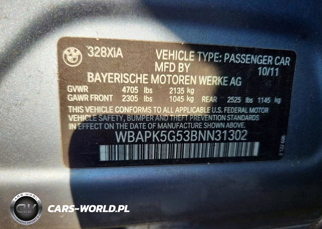 2011 BMW 328 Xi Sulev VIN:WBAPK5G53BNN31302 - 13