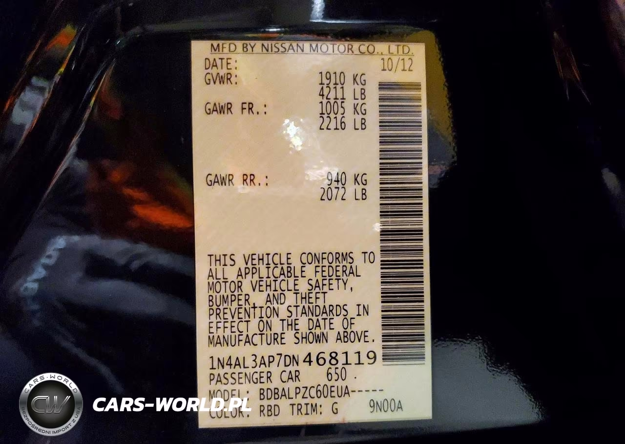 2013 Nissan Altima 2.5 VIN:1N4AL3AP7DN468119 - 12